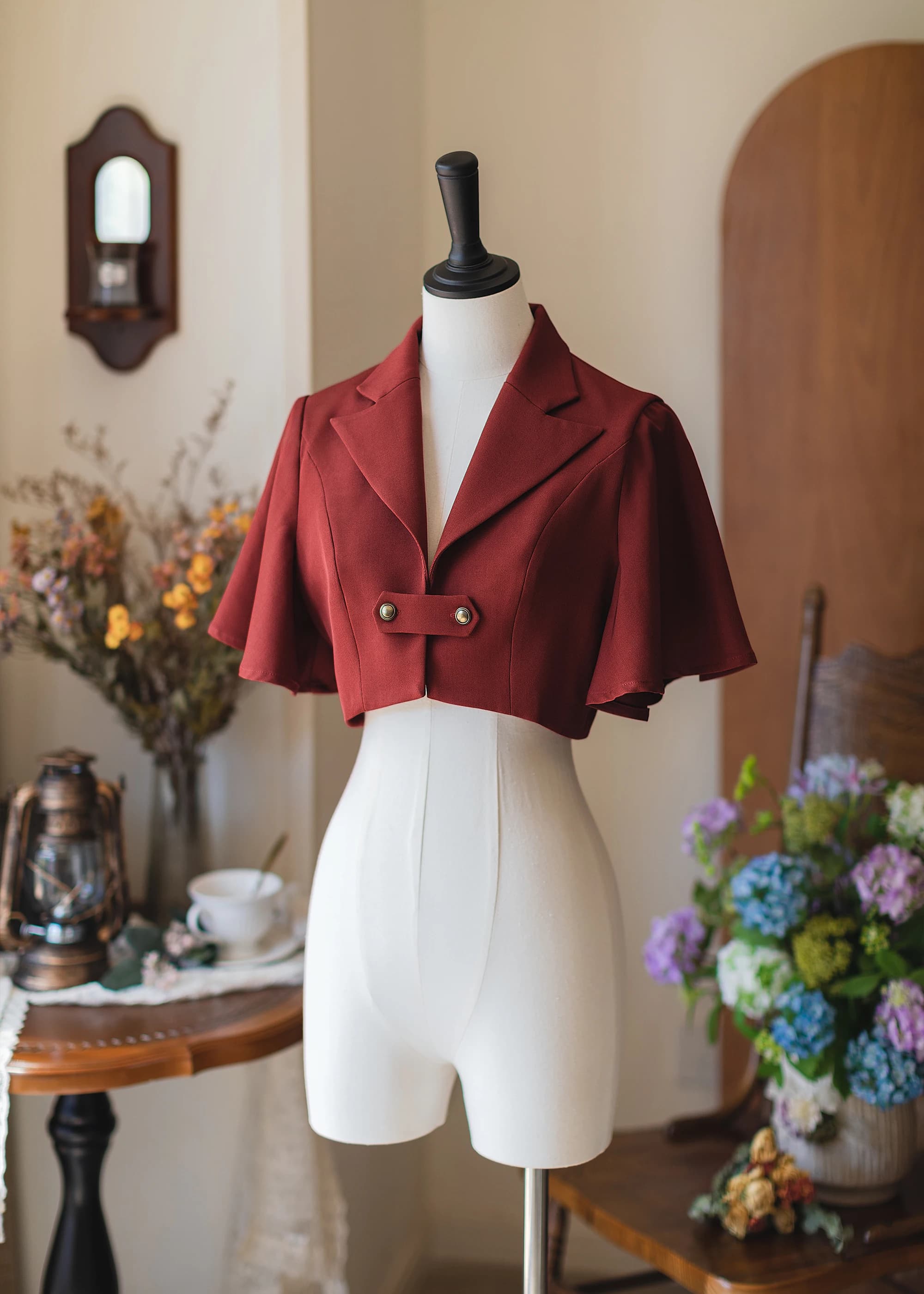 Forest Wardrobe-Jupe corset rétro classique, col licou, robe Lolita, veste courte, cape, chemise à m