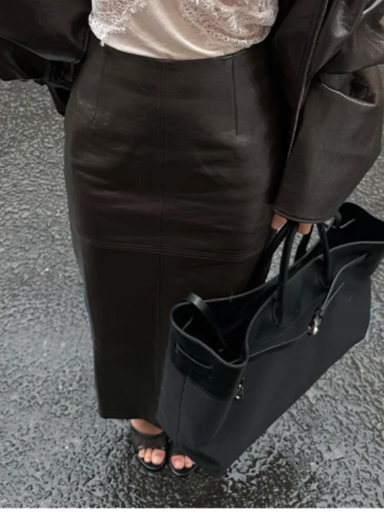 Ensemble jupe Vintage en cuir PU pour femmes, veste à manches longues avec fermeture éclair, Slim Fi