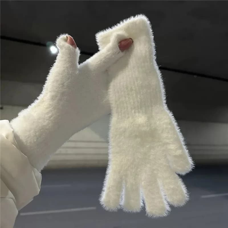 Gants longs en cachemire pour écran tactile pour femmes, gants chauds d'hiver, élastiques, doux, doi