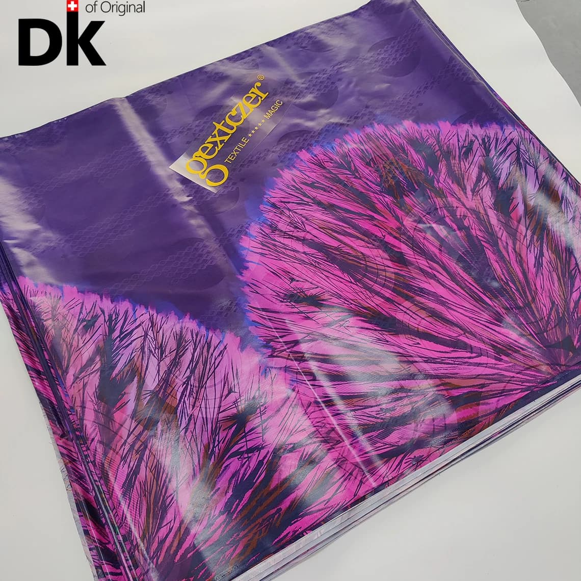 Tissu Bazin Imprimé Parfumé Violet Qualité Supérieure Originale 3 Mètres Jacquard Brillant Anti-déco