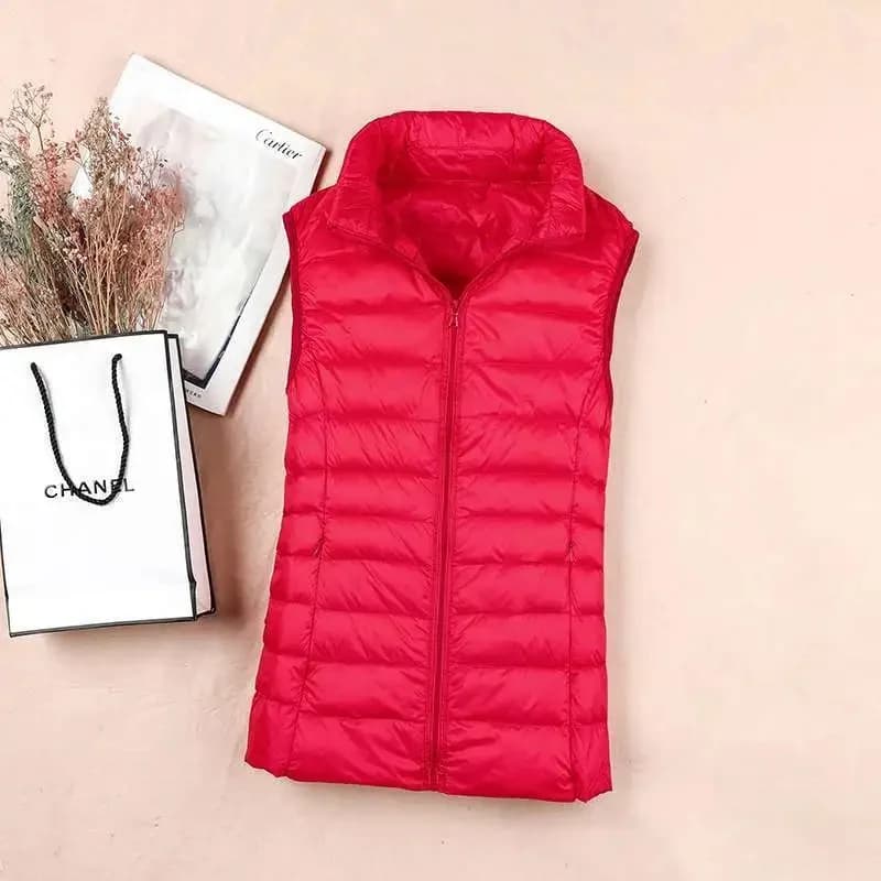 Nouveau Gilet Ultra Léger en Duvet pour Femme 2026 – Veste Sans Manches Slim Portable Coupe-Vent Lég