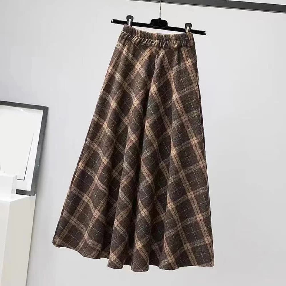 Jupe à carreaux pour femmes, Vintage, ligne a, grande jupe trapèze, jupe longue taille haute