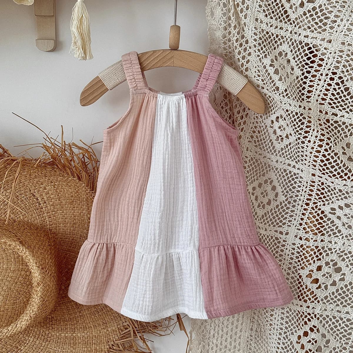 Robe à bretelles pour filles, nouvelle collection été, en coton, style décontracté et tendance