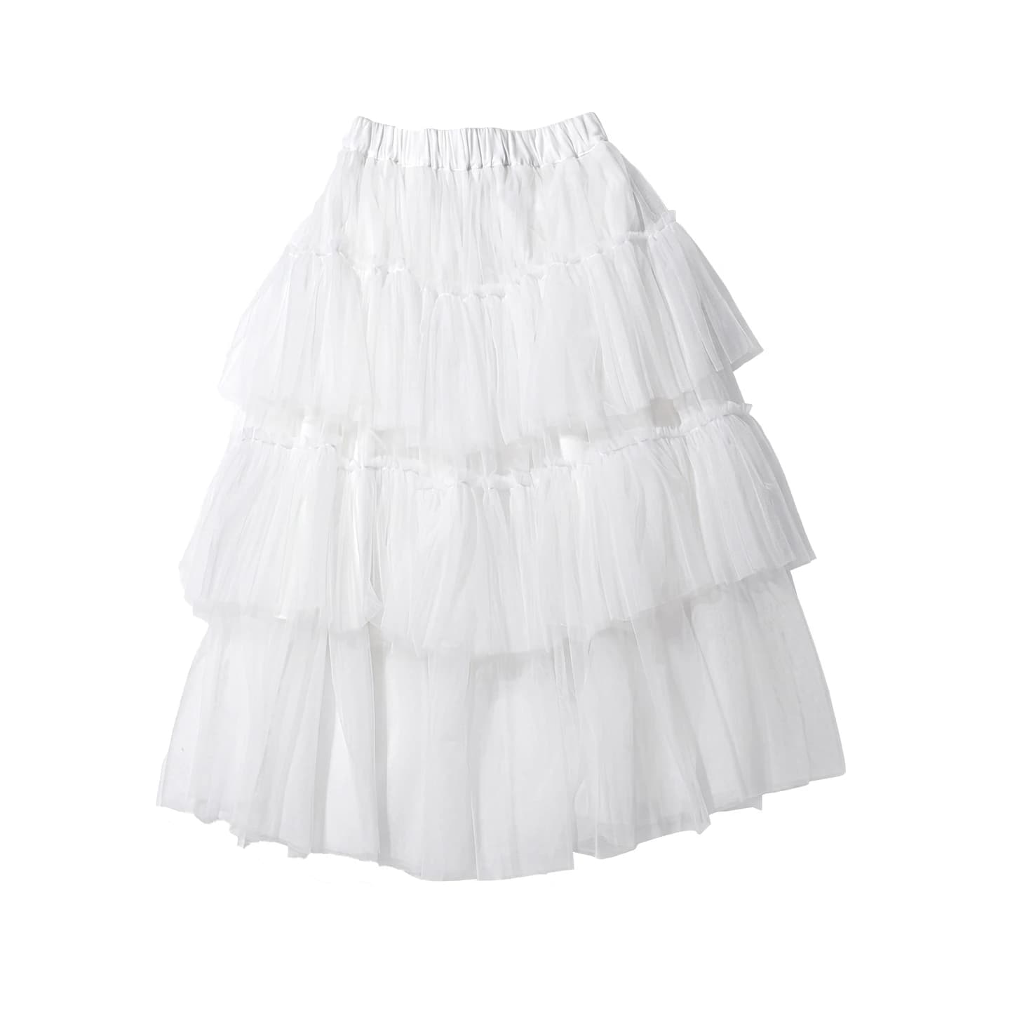 Jupe mi-longue évasée en maille blanche d'été imakokoni Original pour femme, taille haute, style lit