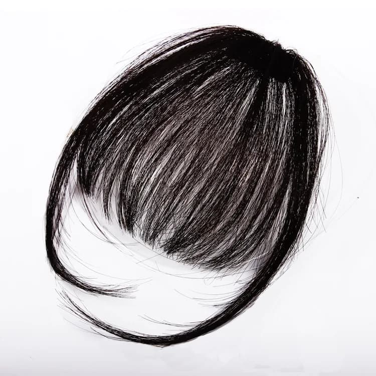 Frange frontale droite à clipser avec frange pour femme, postiche chignon en cheveux humains naturel