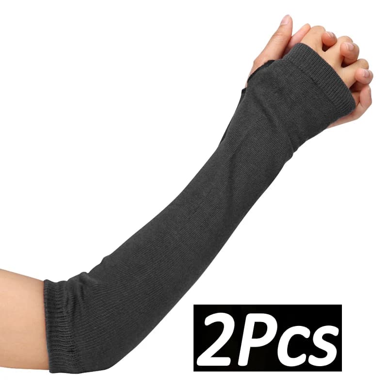 Gants longs sans doigts punk noirs pour hommes et femmes, manchette, mitaines de coude isothoop, man