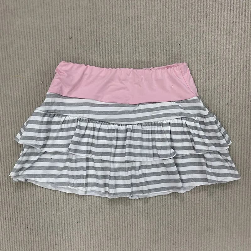 Mini-jupe mignonne pour fille, style été Kawaii vintage, jupe de rue japonaise avec surpiqûres contr