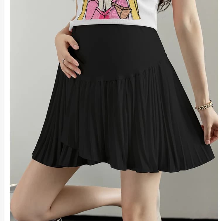 Mini jupe en mousseline de soie pour femme enceinte, jupe taille haute réglable, short doublé, jupe 