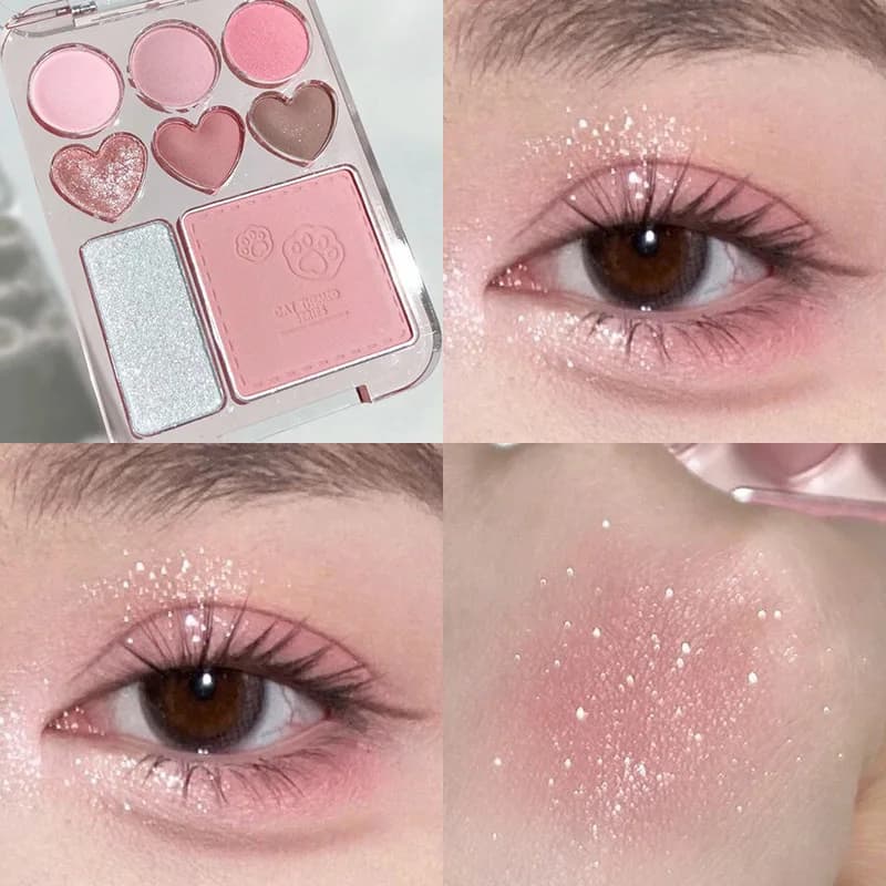 Palette de fards à paupières rose Orange, 8 couleurs, fard à joues pour le visage, surligneur, éclai
