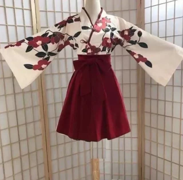 2025HalloweenKimono Sakura Fille Style Japonais Imprimé Floral Robe Vintage Femme Oriental Camélia A