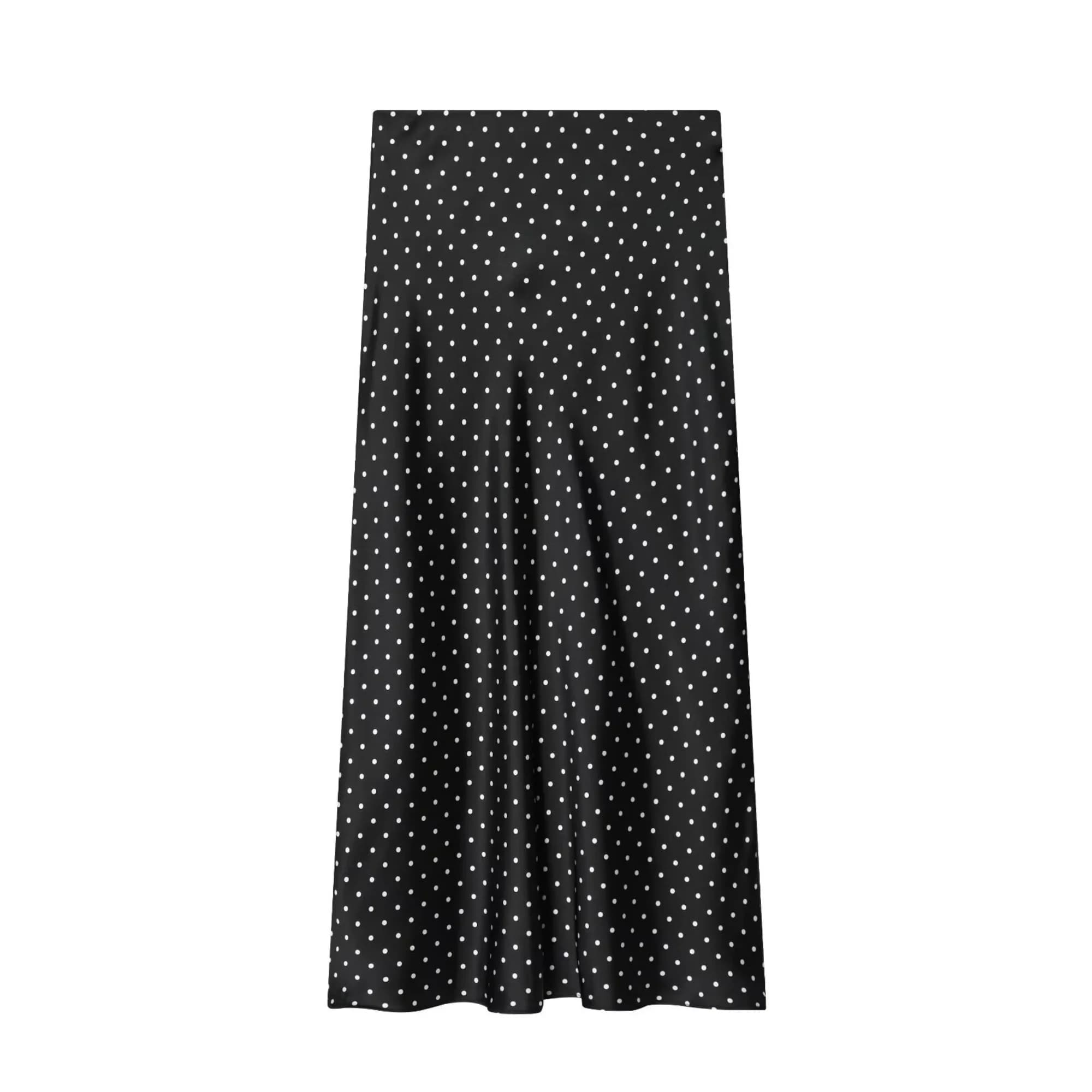 Jupes en satin à pois vintage blanches pour femmes, nouvelle collection printemps-été, taille haute,