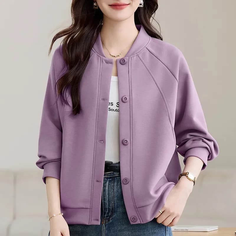 Veste décontractée violette pour femmes, coupe ample, simple boutonnage, boutonnée, vêtements d'exté