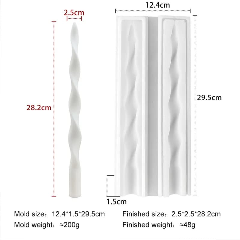 Moule en silicone en forme de cône torsadé en spirale pour bougies, DIY, aromathérapie, bâtonnets lo