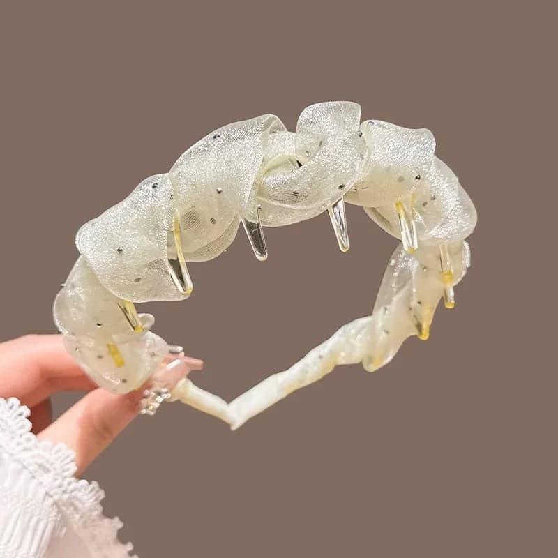 Serre-tête ondulé à couronne haute pour femmes, à dents, doux et confortable, élastique, pour l'entr
