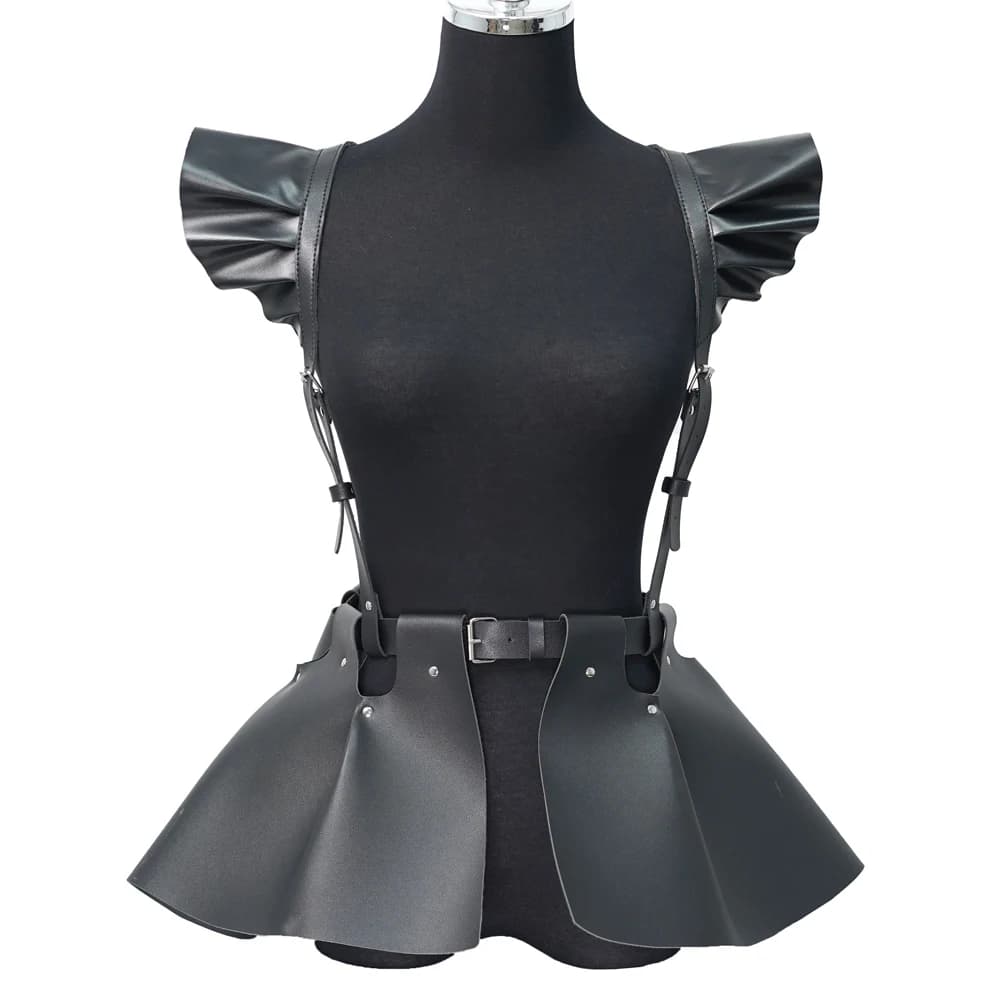 Jupe femme ceintures mode cuir corps harnais ceinture jupe avec ourlet à volants Style gothique tail