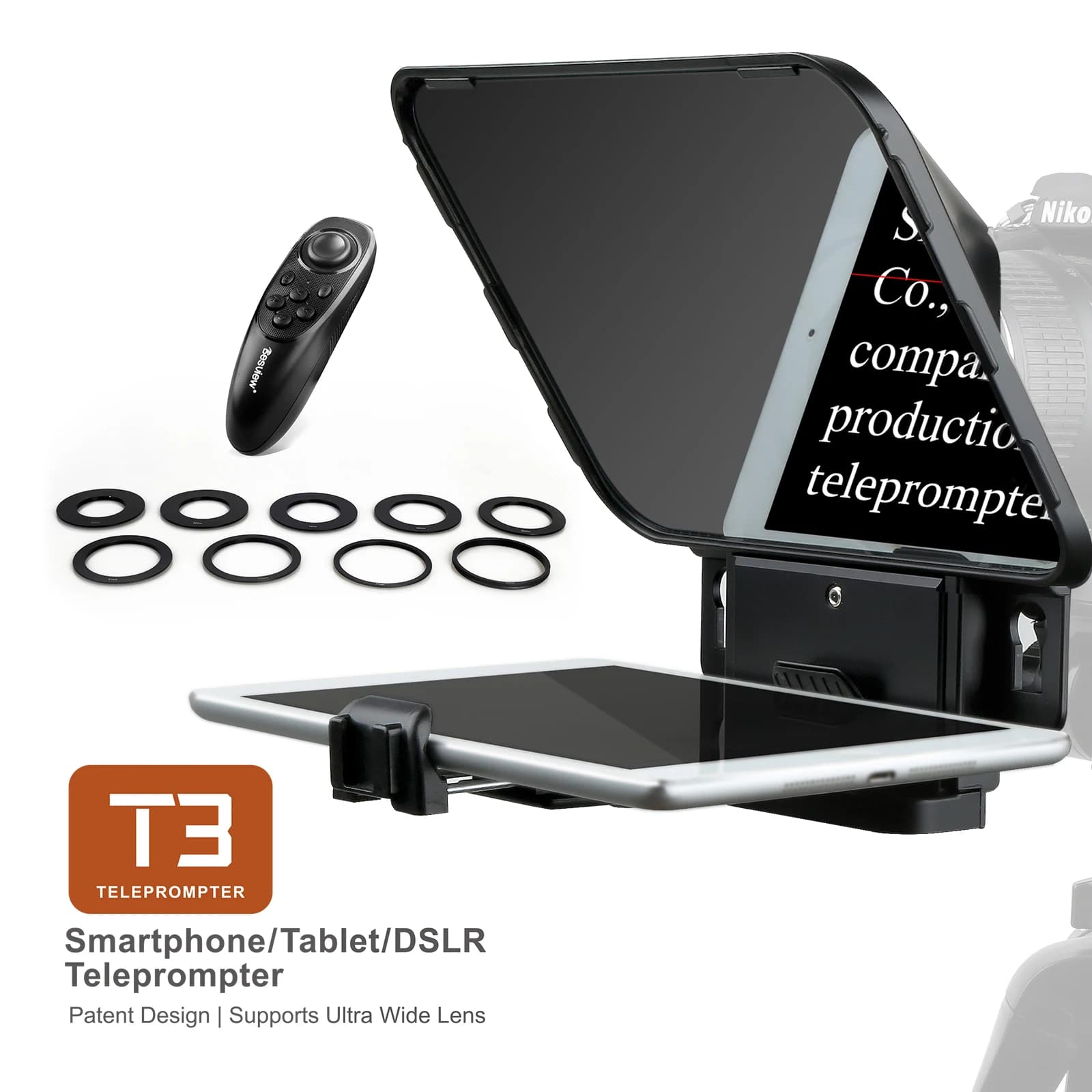 Desview T3 téléprompteur pour Smartphone tablette caméra DSLR objectif grand Angle pour jusqu'à 11 p