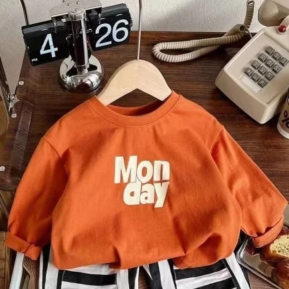 T-Shirts à manches longues en coton pour filles et garçons, hauts de Base simples avec lettres impri