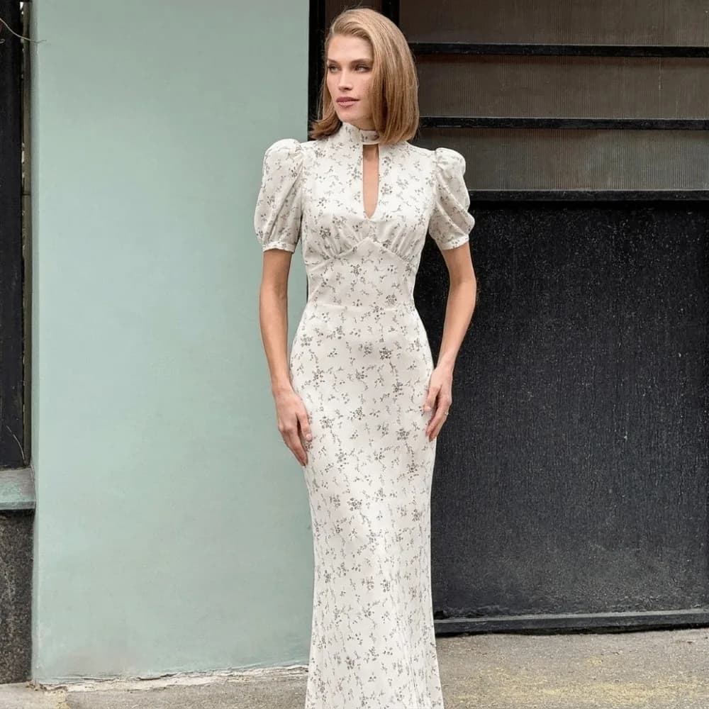 Robe longue vintage imprimée, respirante, fluide, à manches bouffantes, robe pour femme, saison esti