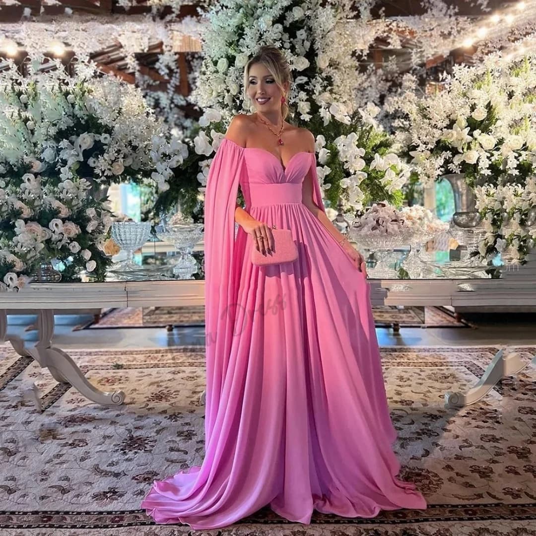 Lena-Robe de mariée châle en mousseline de soie, épaules dénudées, robes formelles élégantes pour fe