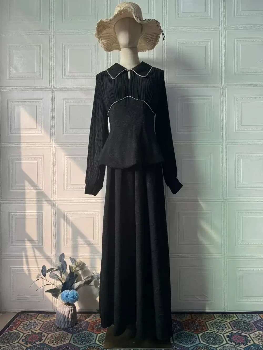 Robes à lacets femmes Robe de soirée dubaï Abaya automne couleur unie fête musulmane Jalabiya Ramada