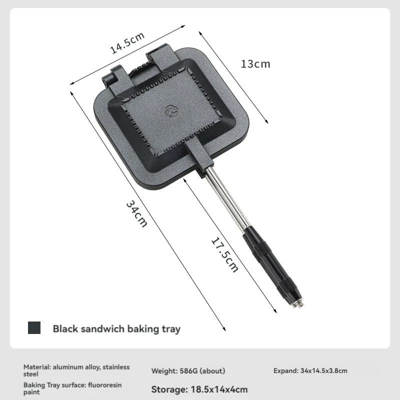 CAMPINGMOON BKTT-1315 Double face antiadhésive pain Sandwich Grill polyvalent Camping petit déjeuner