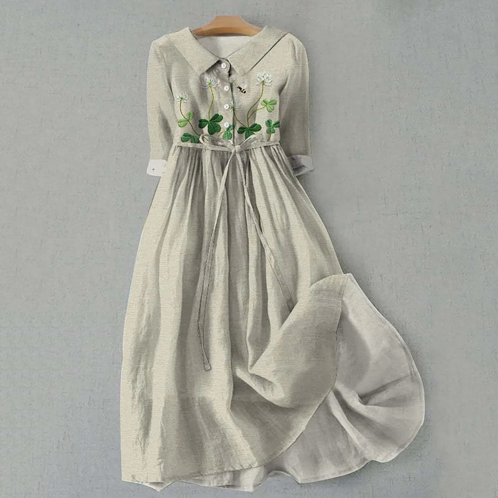 Femmes Style coréen robes longues été demi manches à lacets chemise robe à la mode une ligne à volan