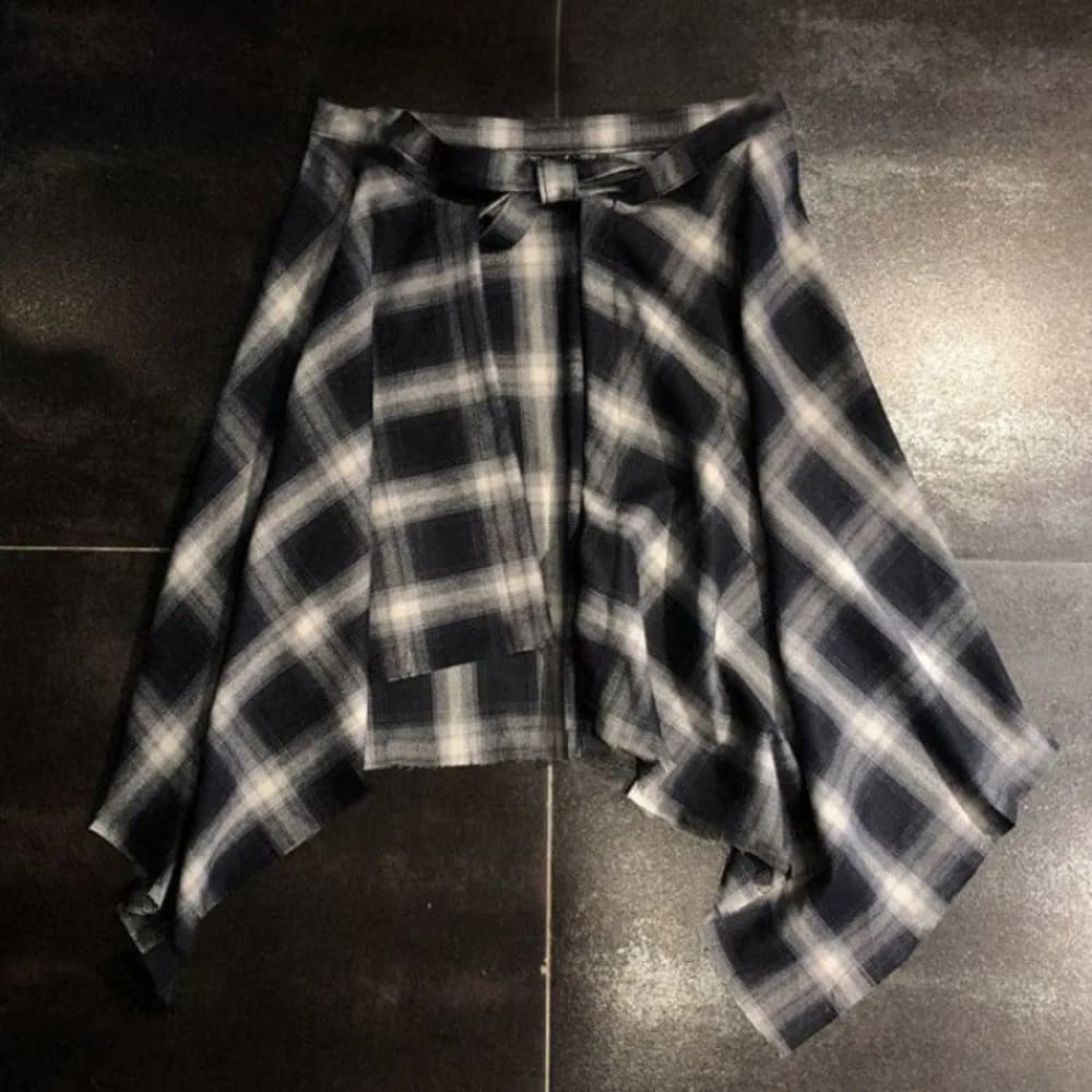 Jupe à carreaux élastique pour femmes, décontractée, avec nœud papillon, bleu, blanc, taille en trei