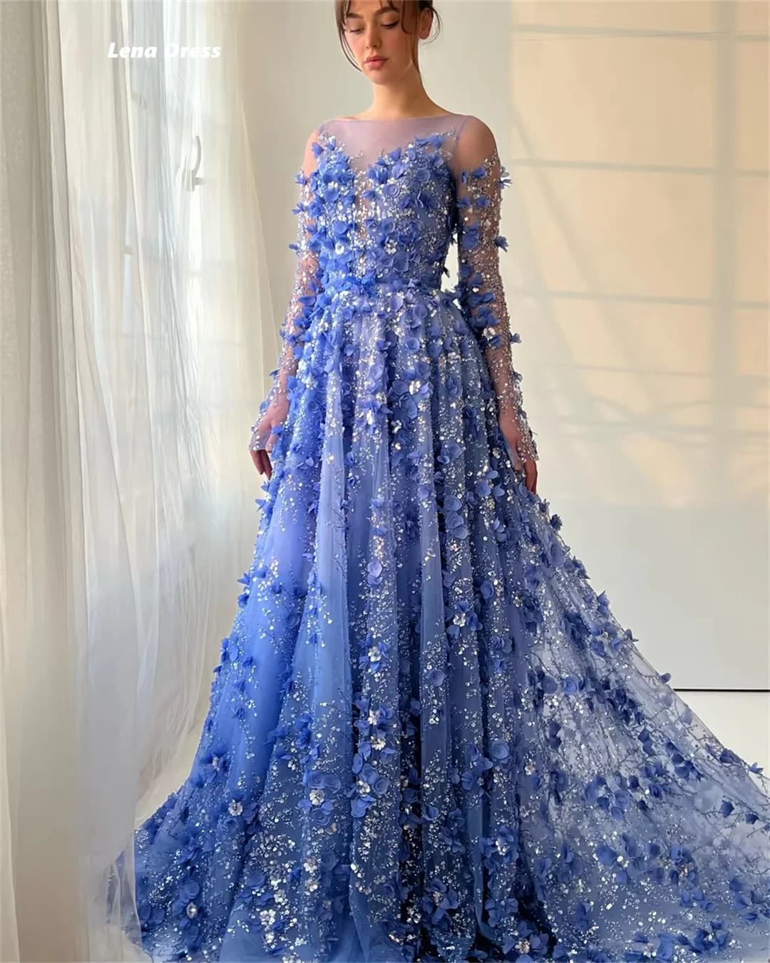 Lena robes de soirée robe de bal de luxe 2025 sur mesure col rond robes élégantes pour femmes pour é