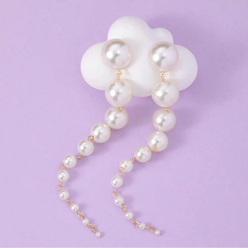 Boucles d'oreilles longues pendantes pour femmes, tendance 2024, élégantes, imitation perle, à pampi