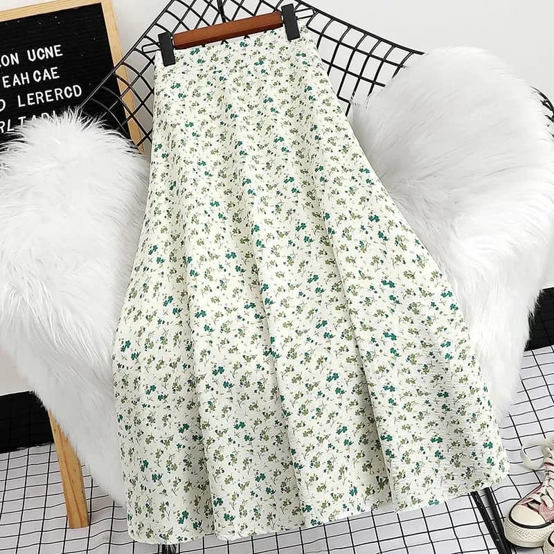 Jupe florale mi-longue en mousseline de soie pour femmes, nouveau Style d'été, amincissante, taille 