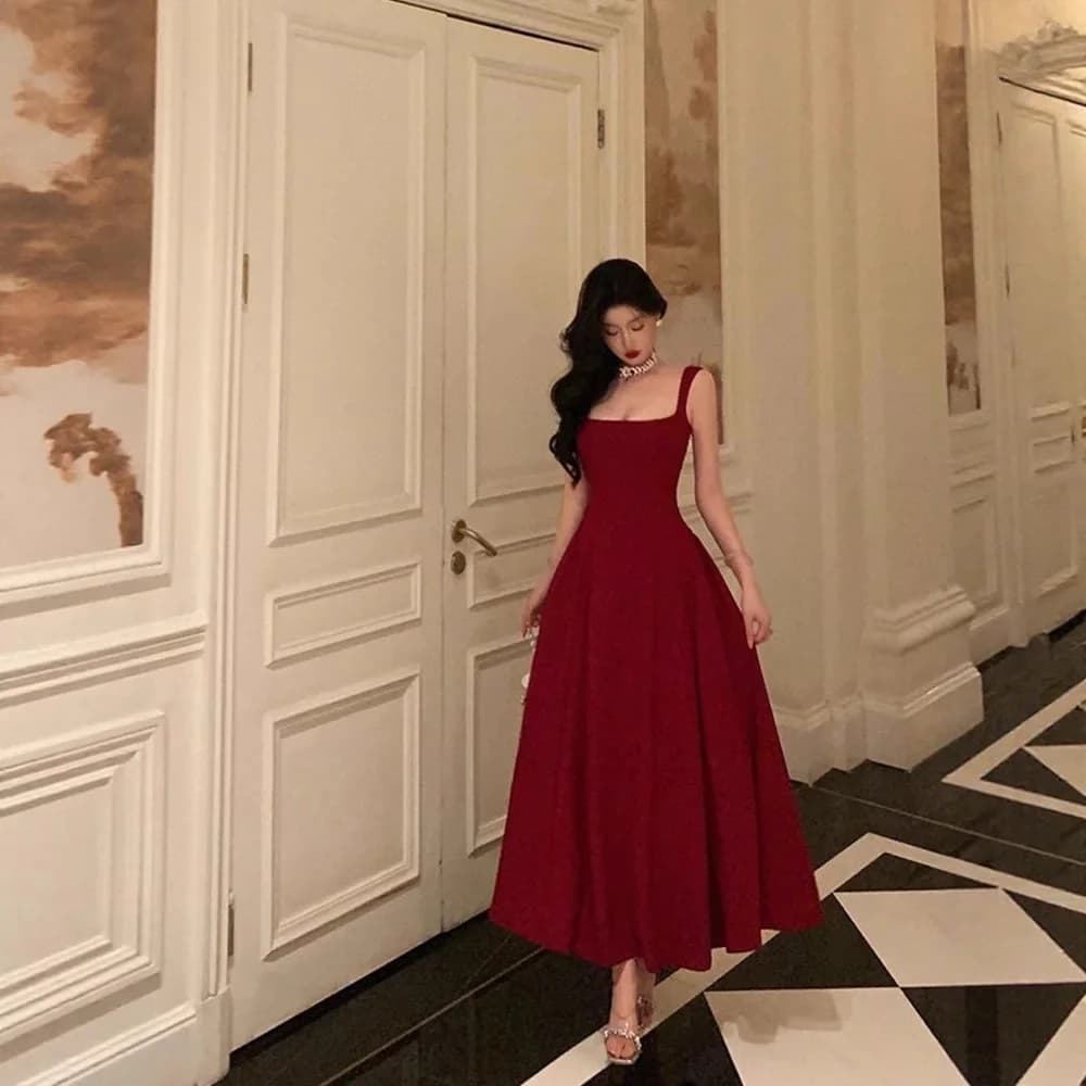 Robe rouge Hepburn élégante de Style français, nouvelle taille cintrée, amincissante, plissée, ligne
