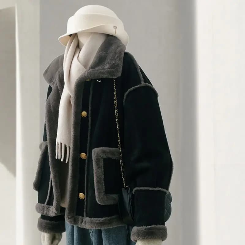 Manteau noir femme 2025 hiver nouveau Chic rétro épaissi haut femmes