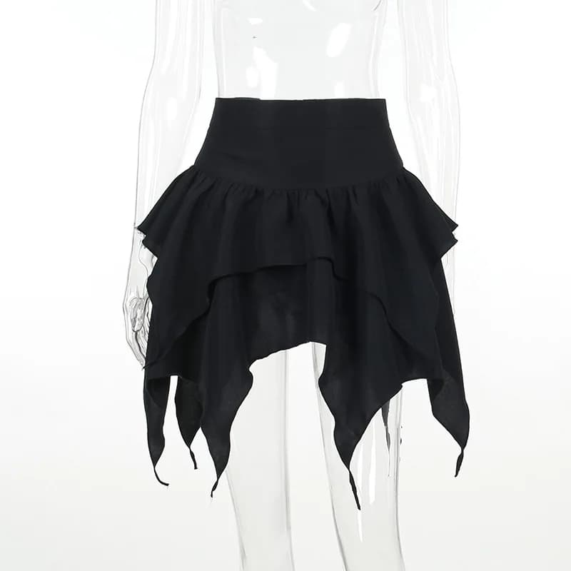 Mini-jupe courte froncée à volants pour femmes, jupes irrégulières punk gothiques, robe de proximité