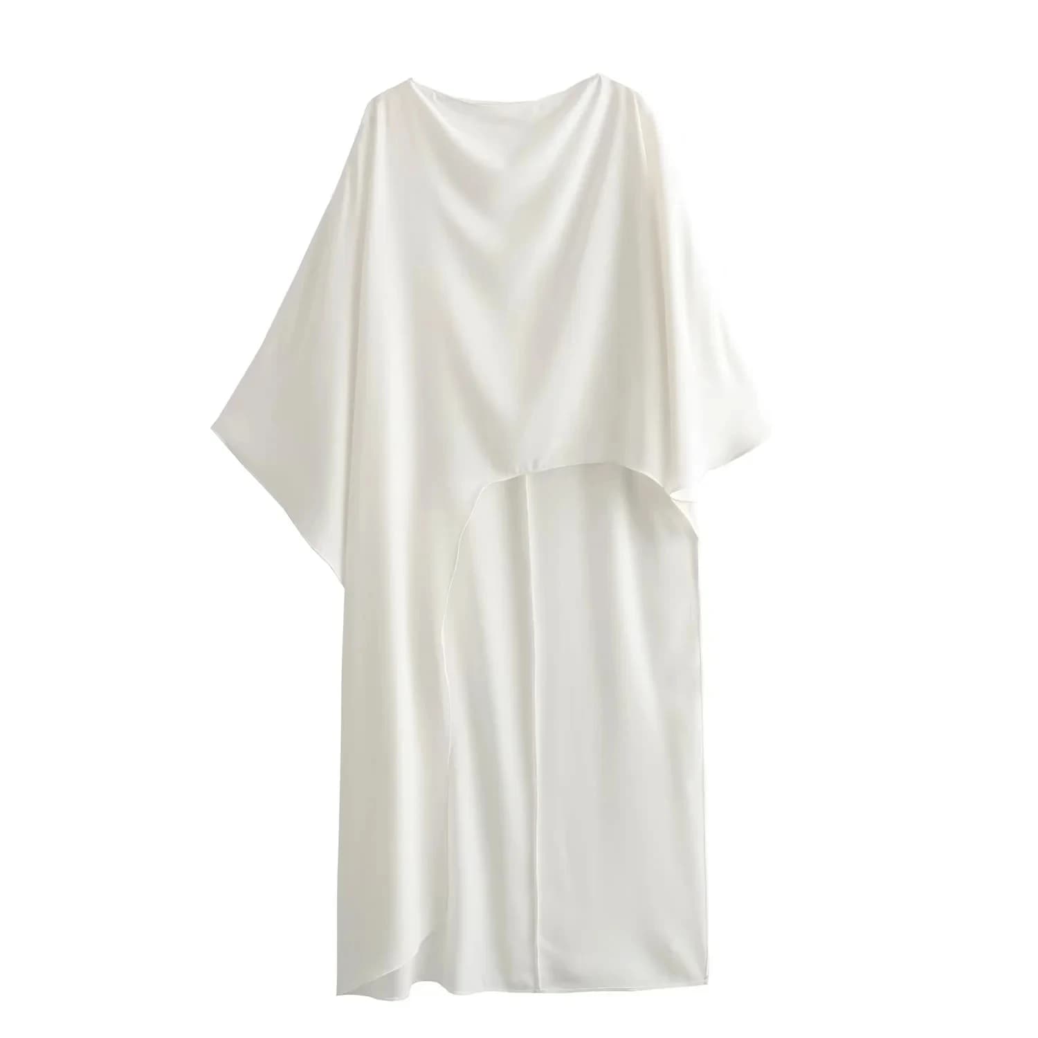 HH – robe asymétrique pour femmes, couleur unie, décontractée, ample, Style Cape, longue, élégante, 