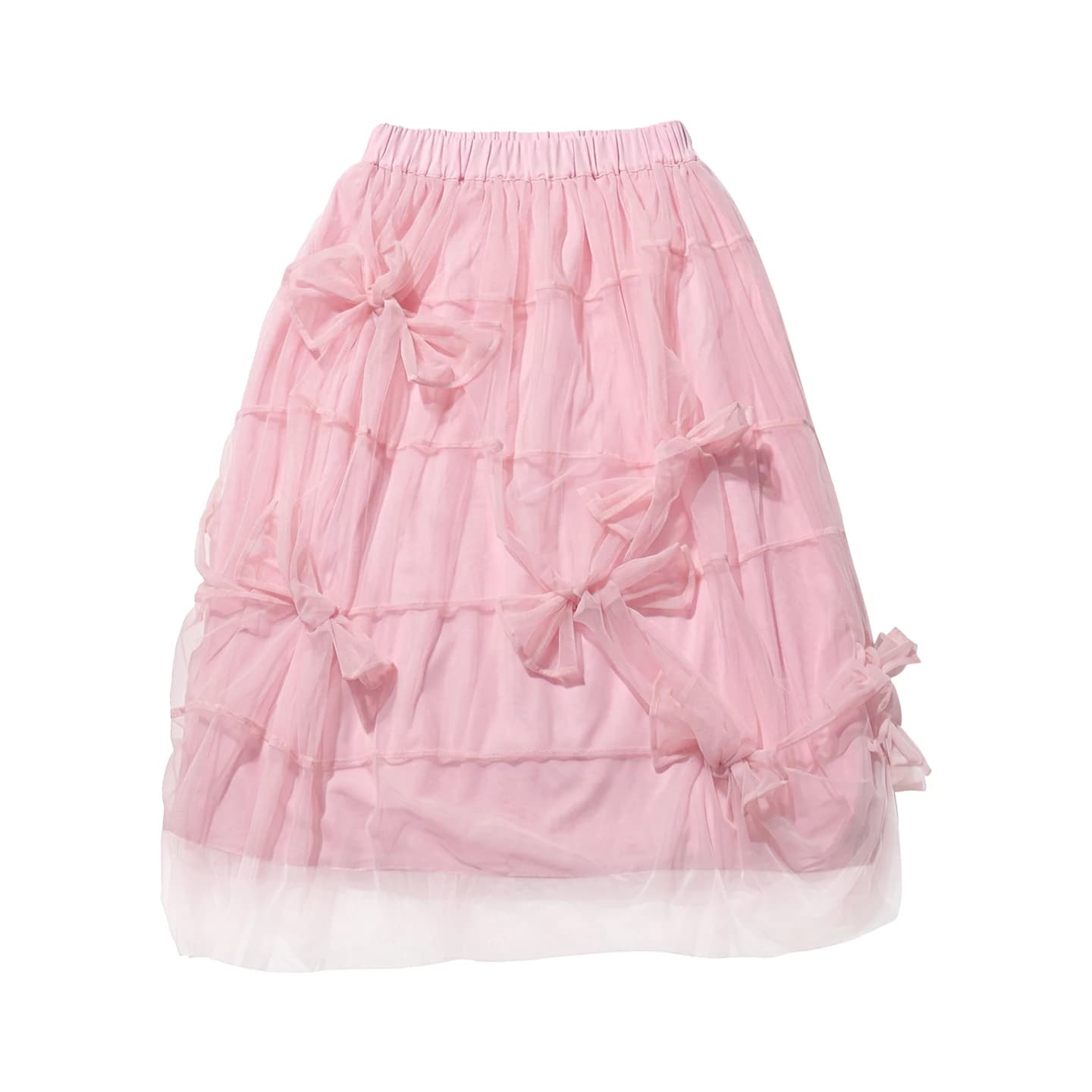 Imakokoni – jupe mi-longue décontractée avec nœud rose, originale, légère, en maille, coupe trapèze,
