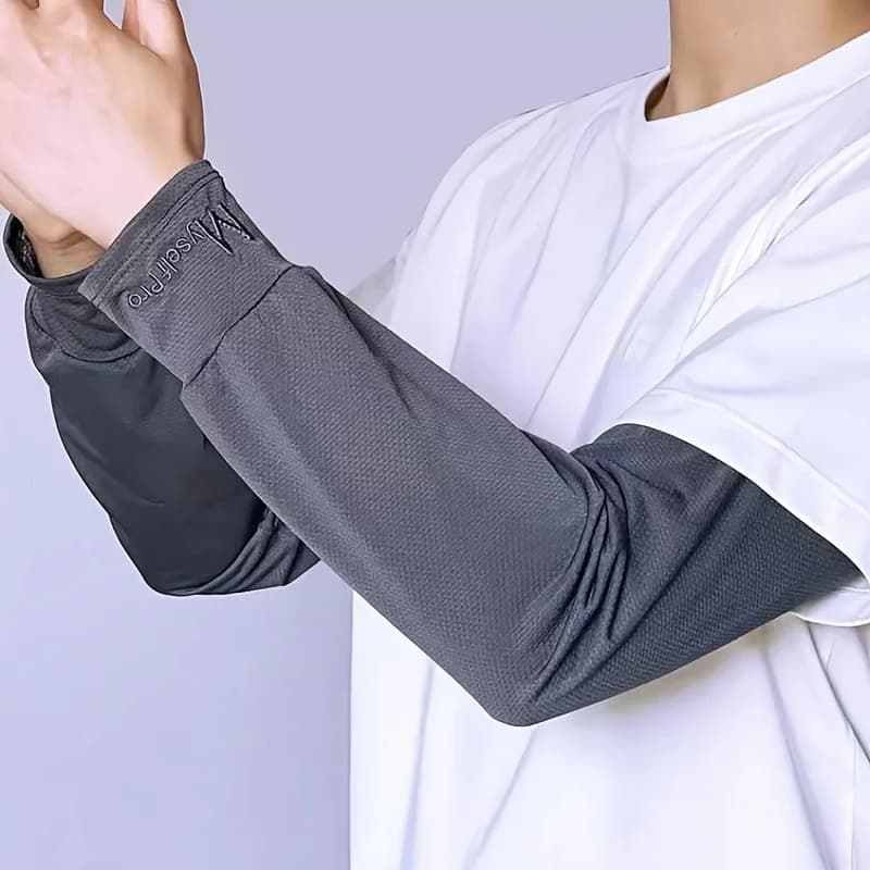 Manchons de bras rafraîchissants pour hommes, Protection solaire respirante, manches en Slik glacé, 
