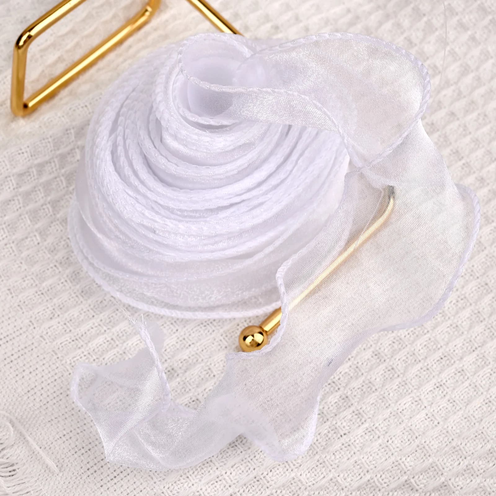 Ruban en Fil Organza Queue de Poisson, 4cm, Bord Ondulé, Dentelle, Bricolage, Patients, Bouquet, Emb