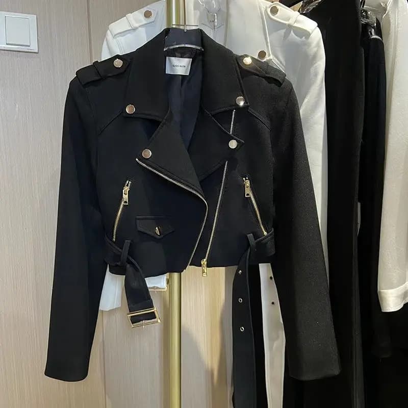 Veste de moto à manches longues pour femmes, version coréenne, nouvelle mode tempérament Joker, col 