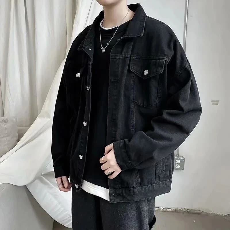 Veste Courte en Denim Noir pour Homme, Jean, Coupe-Vent Décontracté, Poches, Salopette, Bomber, Stre