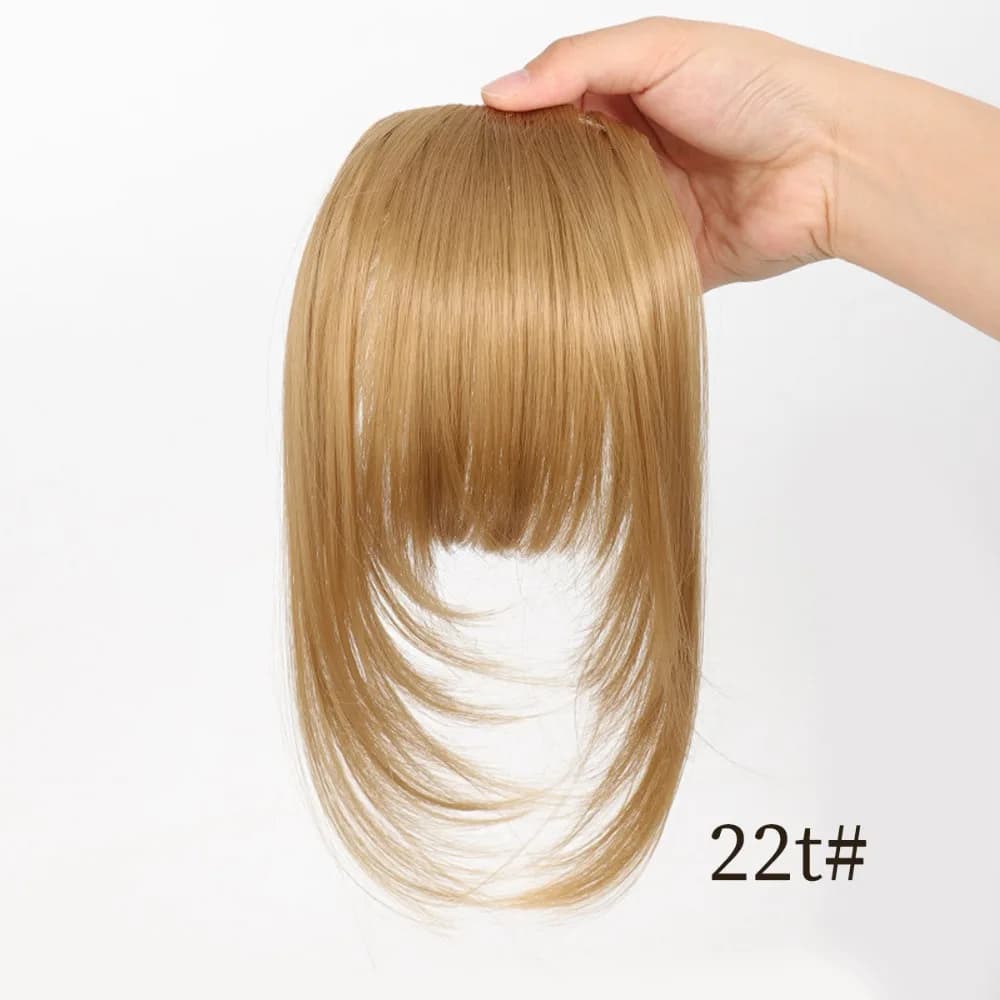 Frange à clipser pour cheveux synthétiques, coupe vaporeuse, favoris, brun foncé, frange émoussée dr