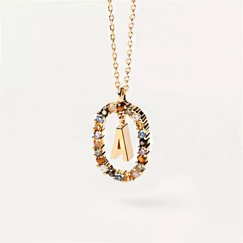 26 lettres anglaises pendentif collier Zircon mode a-z initiale M S C K Alphabet à la mode longue ch