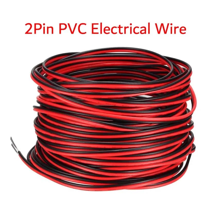 Fil d'alimentation électrique d'extension à 2 broches, DC12V, 5M ~ 100M, câble de connexion rouge no