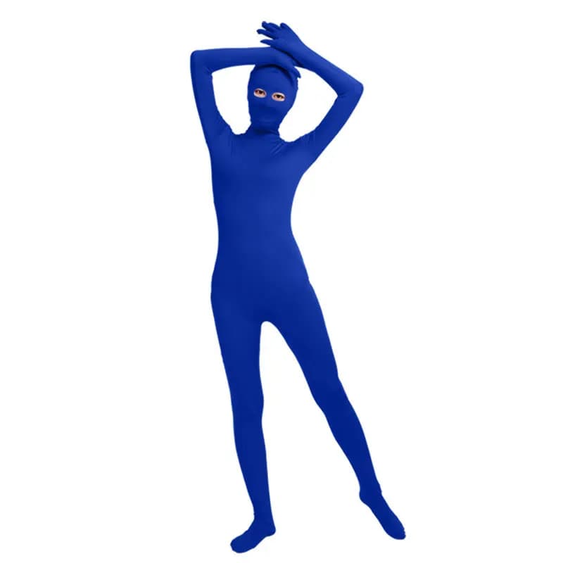Combinaison Zentai intégrale en Lycra pour adulte, yeux ouverts, fermeture éclair au dos, effet seco
