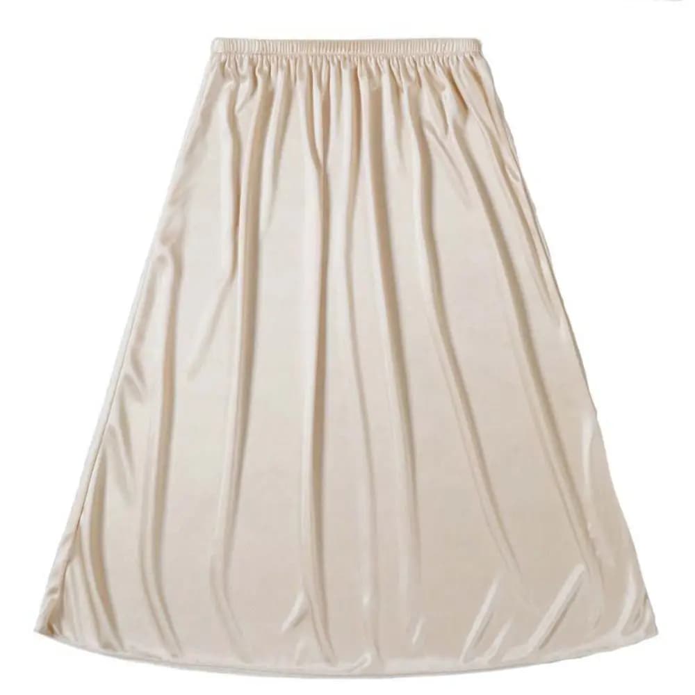Jupon en satin de soie, sous-robe fine, jupe de sécurité mi-longue pour femme