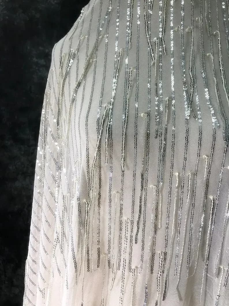 Paillettes rayures verticales dentelle tissu gland paillettes broderie tulle pour fille robe Tutu ro
