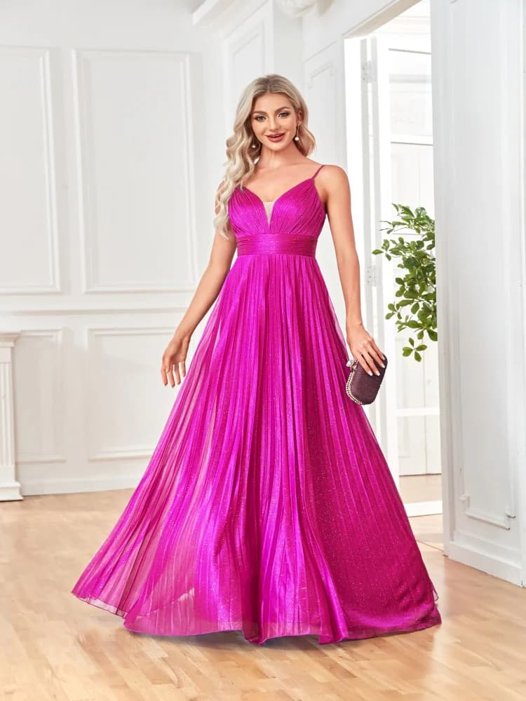 Robes de soirée élégantes coupe trapèze, longues, dos nu, col en V profond, pour femmes, idéales pou