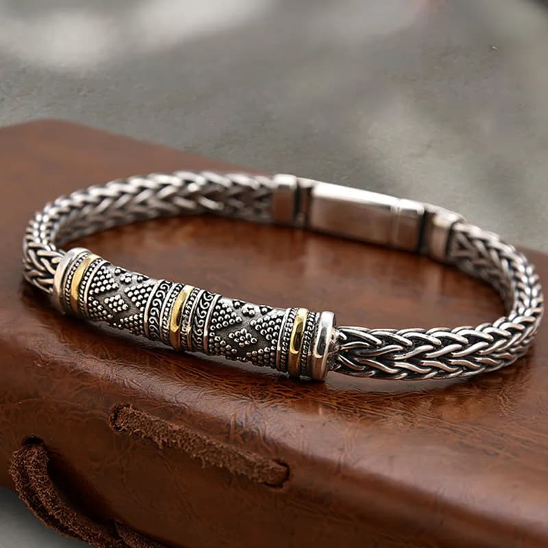 Bracelet chaîne de quille tressé pour hommes, Bracelets à maillons Vintage, tendance Hip Hop, bijoux
