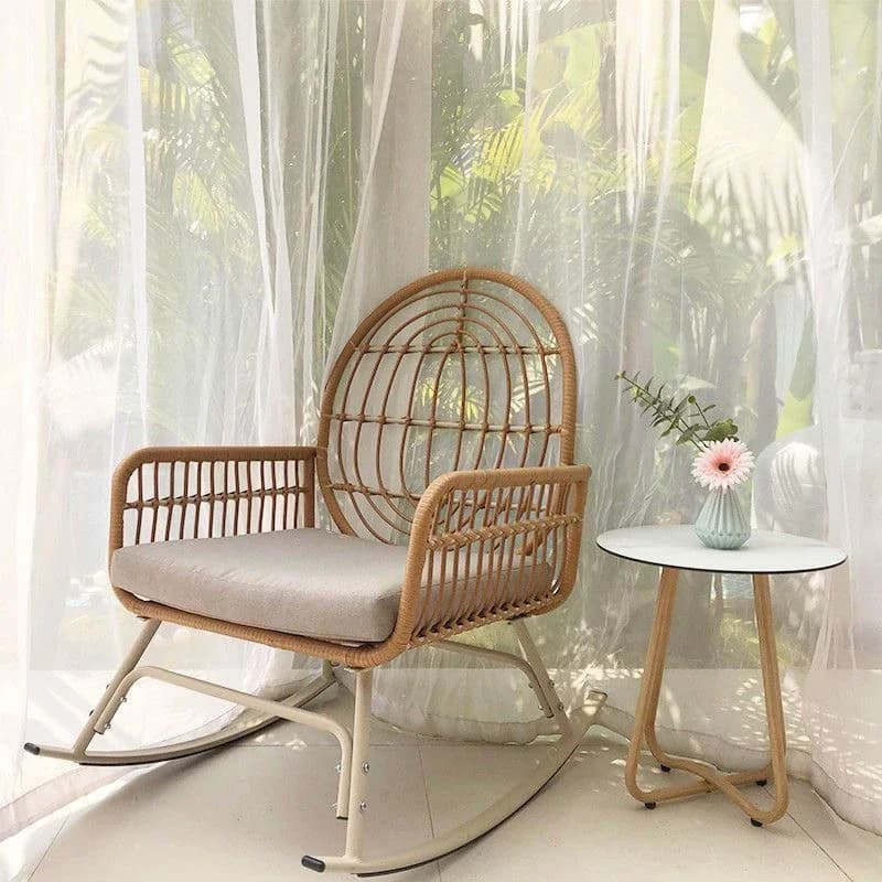 Chaise de salon d'extérieur avec accoudoirs pour balcon, chaise à bascule en rotin, fauteuil inclina