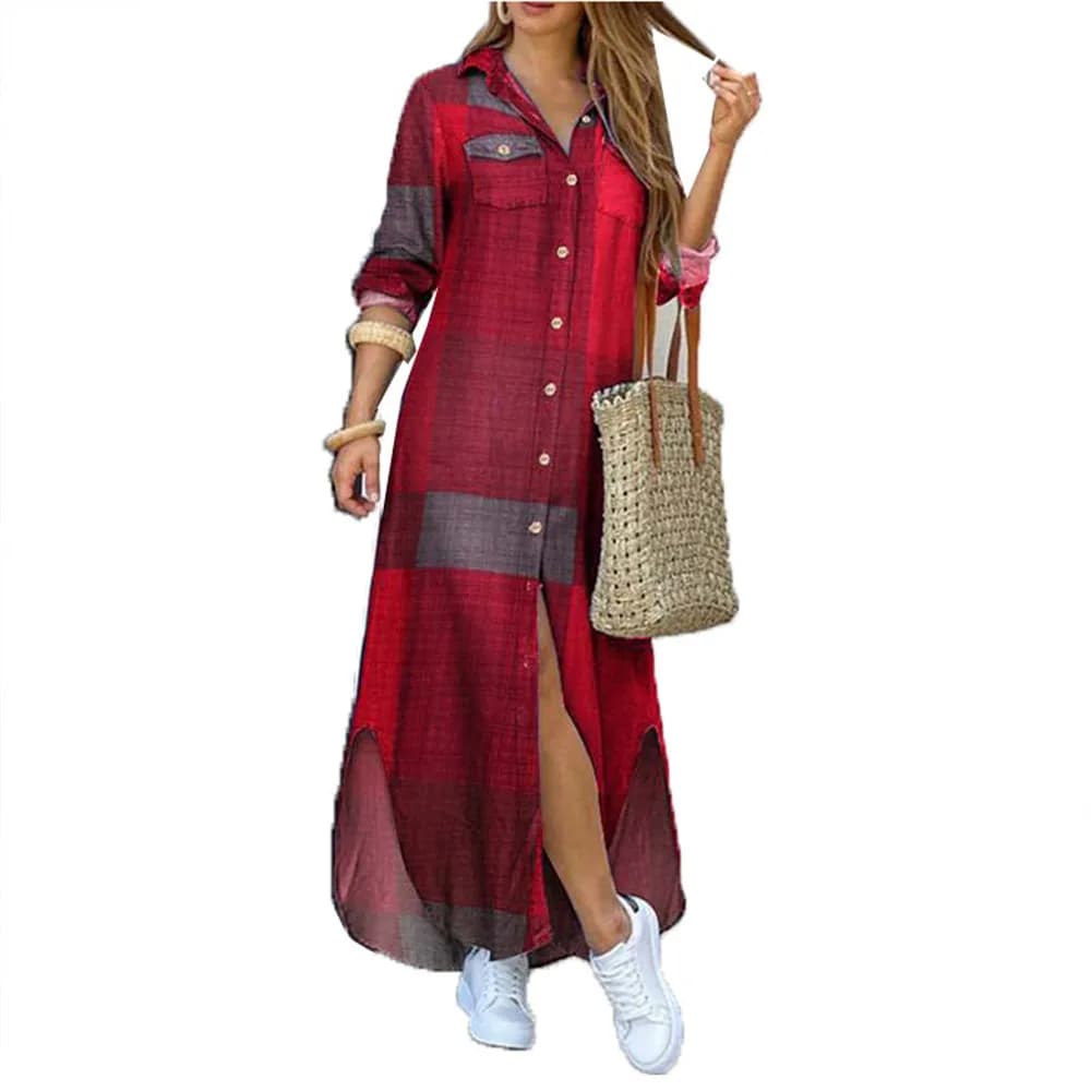 Robes pour femmes 2026 : Nouvelle mode, robe longue sexy à simple boutonnage, col à revers ample, pr