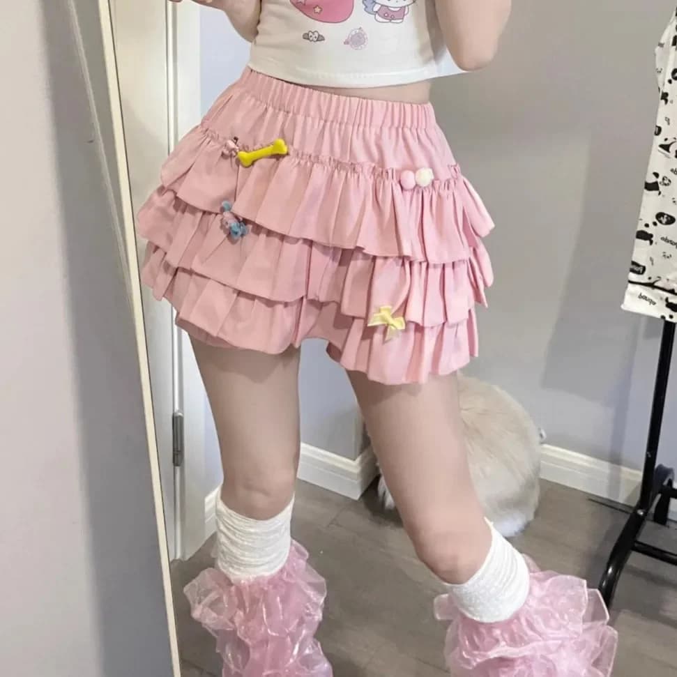 Mini jupes bouffantes à volants pour femmes, jupes froncées, taille haute, monochromatique, tout ass